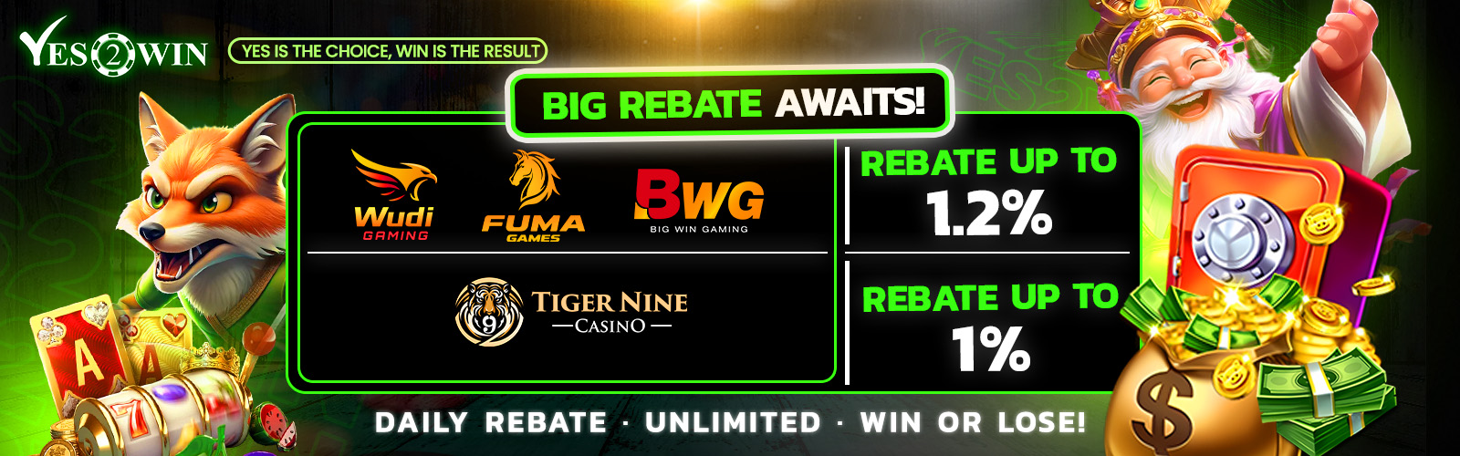 Yes2Win online casino Malaysia promotional banner 3